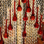 Blown Glass Red Droplet & Chain Chandelier