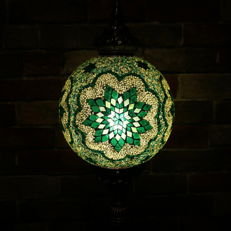 Mosaic Table or Floor Lamp in Hues of Green