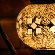 Mosaic Table Lamp in White, Swan Neck