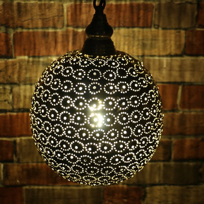 Hand-Punctured Nickel-Plated Brass Hanging Lamp