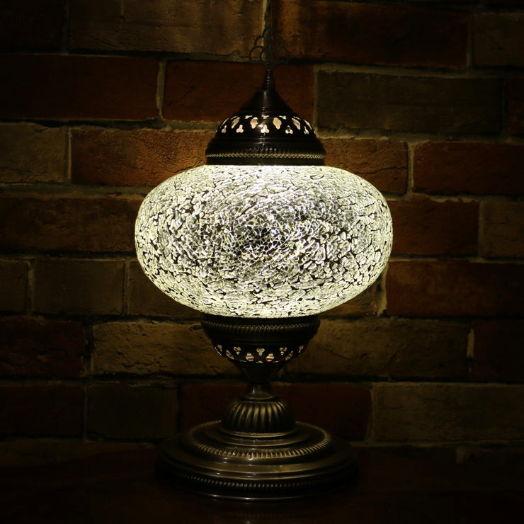 Crackle Glass Table Lamp in White, 3 Styles Available, Large