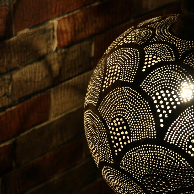Hand-Punctured Nickel-Plated Brass Hanging Lamp