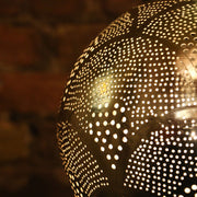 Hanging Metal Lamp, Nickel-Plated & Hand Pierced, Drop Shape