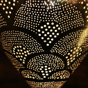 Hanging Metal Lamp, Nickel-Plated & Hand Pierced, Drop Shape