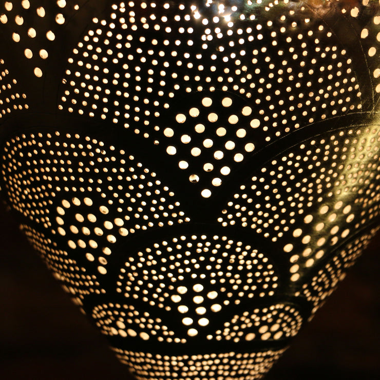 Hanging Metal Lamp, Nickel-Plated & Hand Pierced, Drop Shape