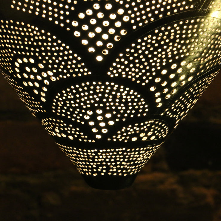 Hanging Metal Lamp, Nickel-Plated & Hand Pierced, Drop Shape