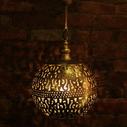 Hanging Metal Lamp, Gold Tone, Laser-Cut