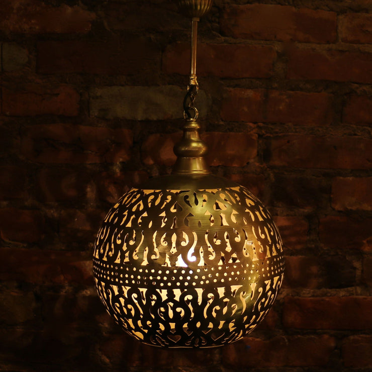 Hanging Metal Lamp, Gold Tone, Laser-Cut