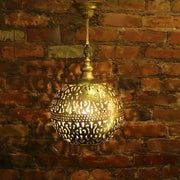 Hanging Metal Lamp, Gold Tone, Laser-Cut
