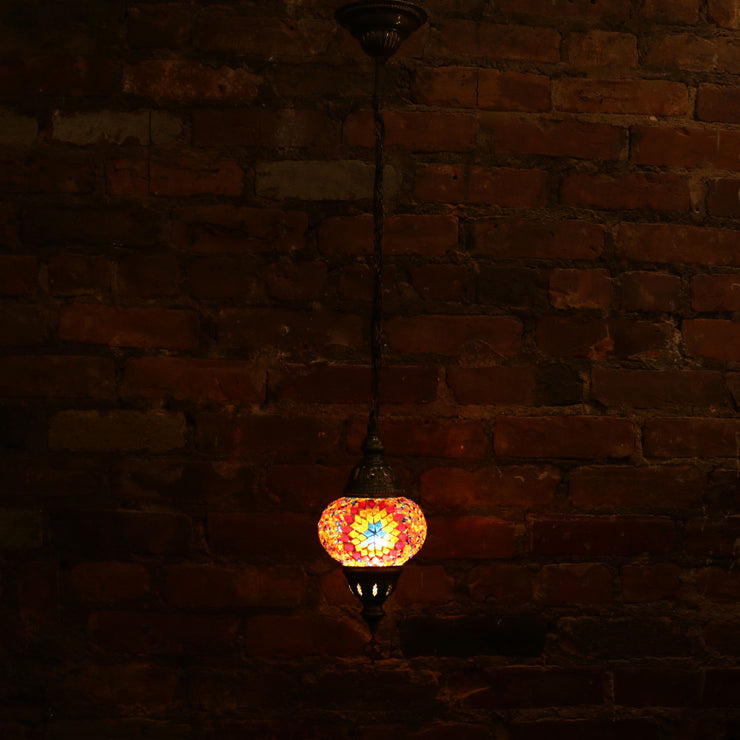 Hanging Mosaic Lamp in Rainbow Colors