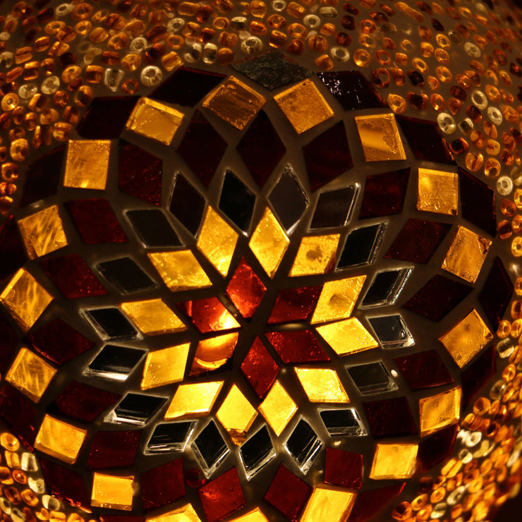 Hanging Mosaic Lamp in Amber, Tear Drop