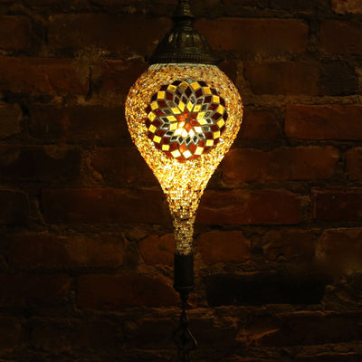 Hanging Mosaic Lamp in Amber, Tear Drop