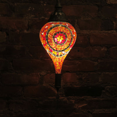 Hanging Mosaic Lamp in Orange & Red, Tear Drop