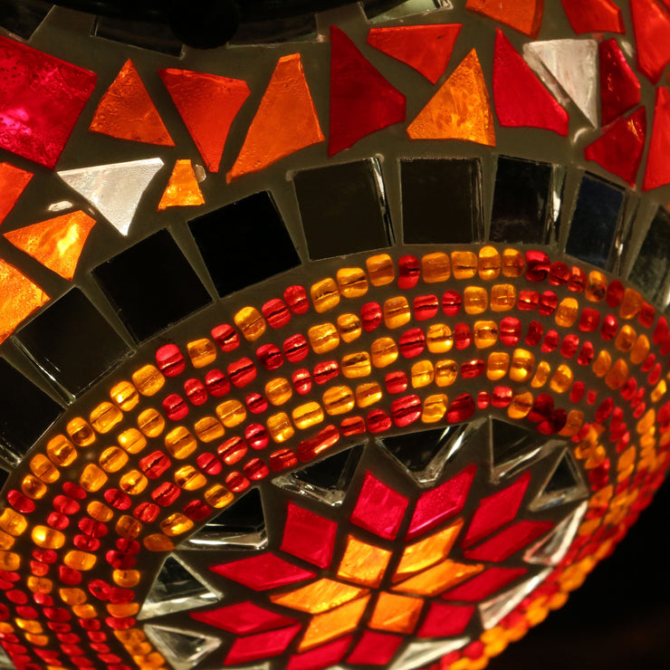 Hanging Mosaic Lamp in Orange & Red, Tear Drop