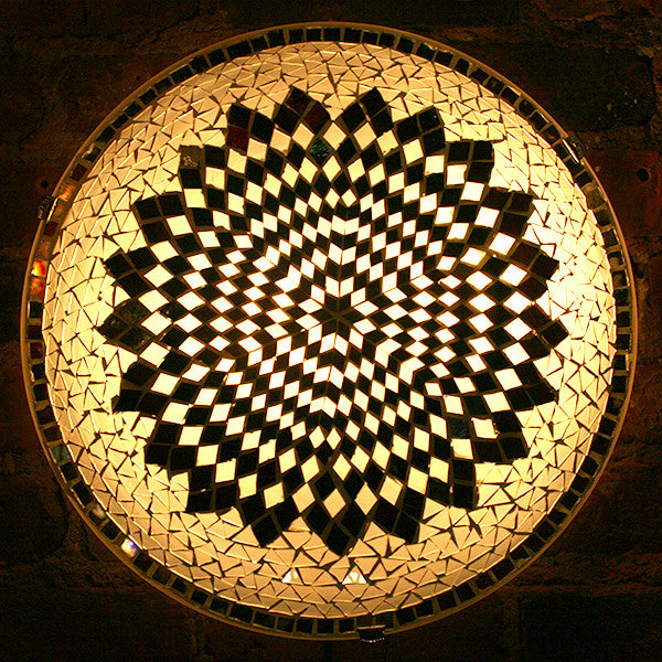 Mosaic Flush Mount for Ceiling or Wall Lamp in White and Black