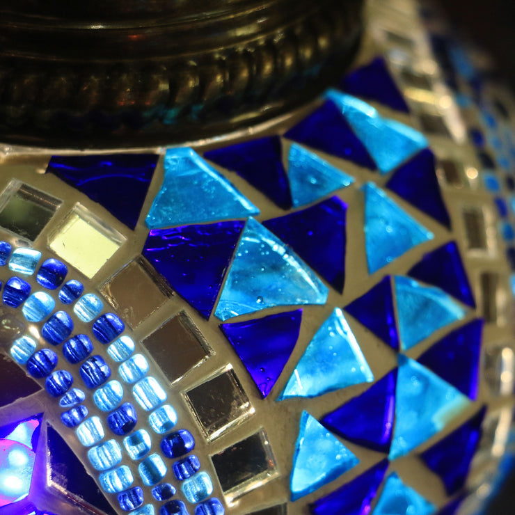 Mosaic Chandelier in Blues with Five Globes