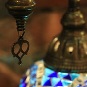 Mosaic Chandelier in Blues with Five Globes