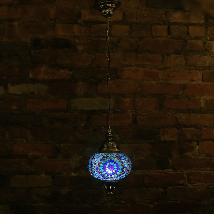 Hanging Mosaic Lamp in Blues