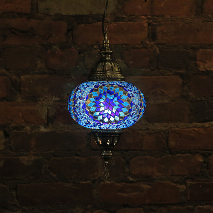 Hanging Mosaic Lamp in Blues