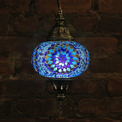 Hanging Mosaic Lamp in Blues