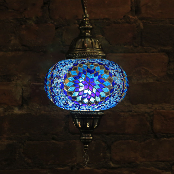 Hanging Mosaic Lamp in Blues