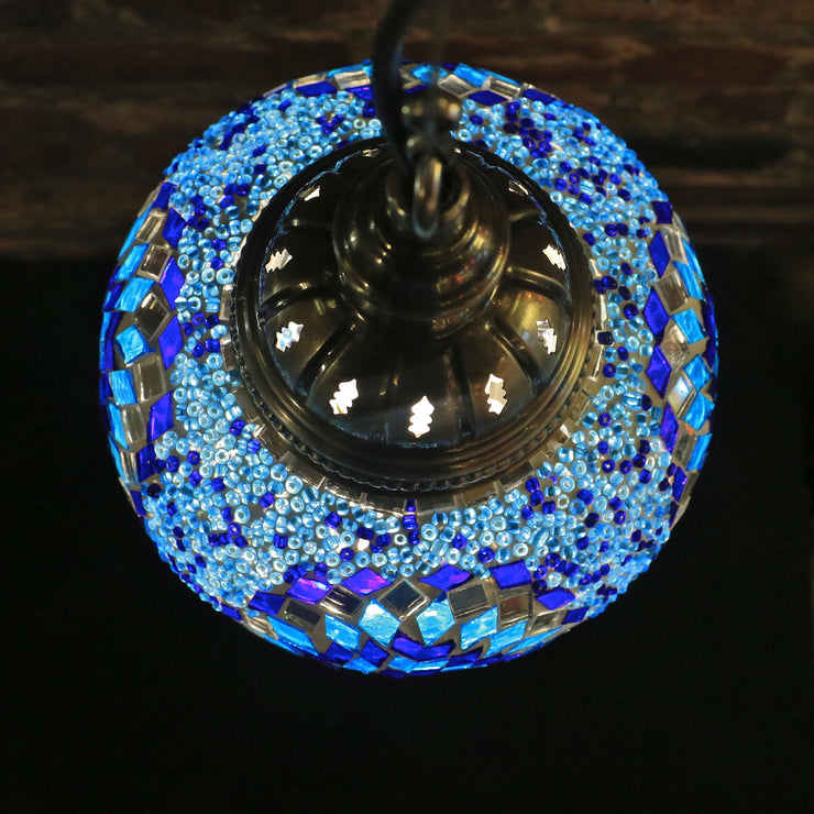 Hanging Mosaic Lamp in Blues
