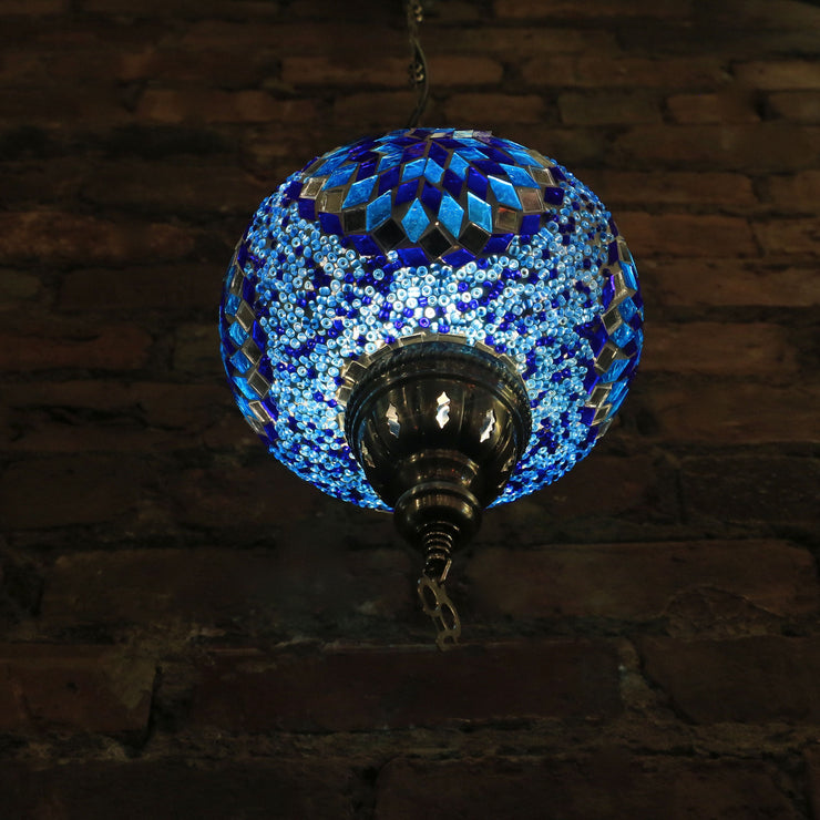 Hanging Mosaic Lamp in Blues