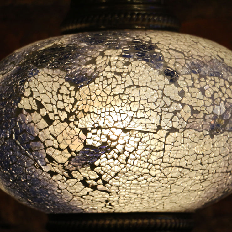 Crackle Glass Table Lamp in White and Blue
