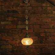 Crackle Glass Hanging Lamp in Golden Amber