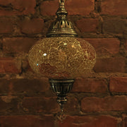 Crackle Glass Hanging Lamp in Golden Amber