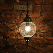 Crackle Glass Hanging Lamp Clear Globe (SETS AVAILABLE)