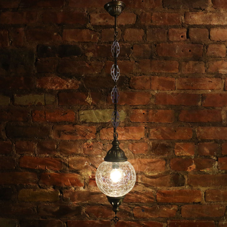 Crackle Glass Hanging Lamp Clear Globe (SETS AVAILABLE)