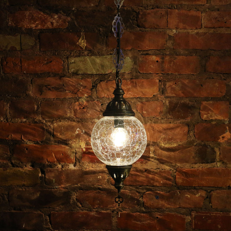 Crackle Glass Hanging Lamp Clear Globe (SETS AVAILABLE)