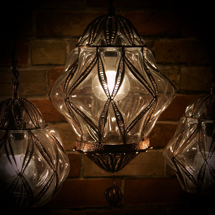 Hanging Glass Diamond-Shaped Lamp, Large