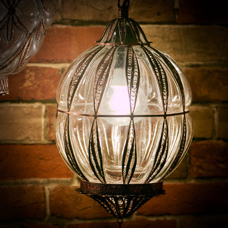 Hanging Glass Orb-Shaped Lamp