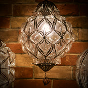 Hanging Glass Flower-Pattern Metal Frame