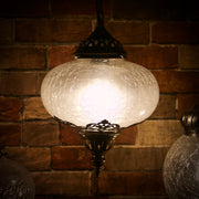Hanging Glass Lamp with Laser-Cut Brass