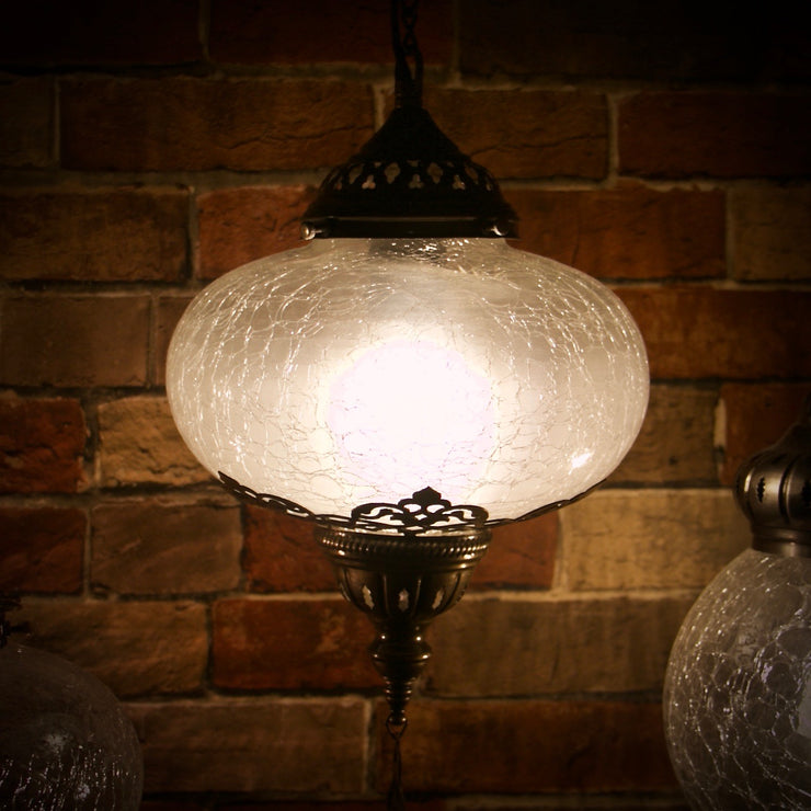 Hanging Glass Lamp with Laser-Cut Brass