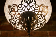 Hanging Glass Lamp with Laser-Cut Brass