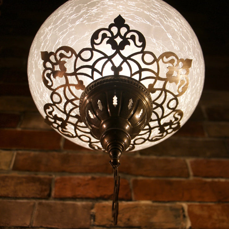 Hanging Glass Lamp with Laser-Cut Brass