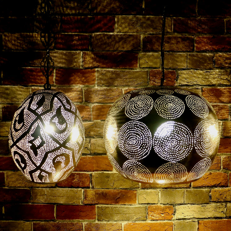 Hand-Punctured Nickel-Plated Brass Hanging Lamp