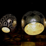 Hand-Punctured Nickel-Plated Brass Hanging Lamp
