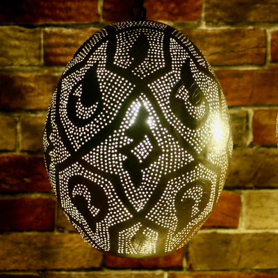 Hand-Punctured Nickel-Plated Brass Hanging Lamp