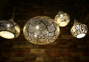 Hand-Puntured Nickle-Plated Brass Hanging Lamp