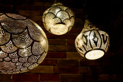 Hand-Puntured Nickle-Plated Brass Hanging Lamp