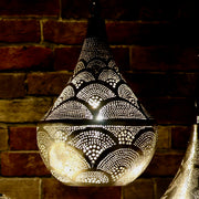 Hand-Puntured Nickle-Plated Brass Hanging Lamp