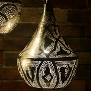 Hand-Puntured Nickle-Plated Brass Hanging Lamp