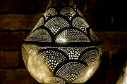 Hand-Puntured Nickle-Plated Brass Hanging Lamp