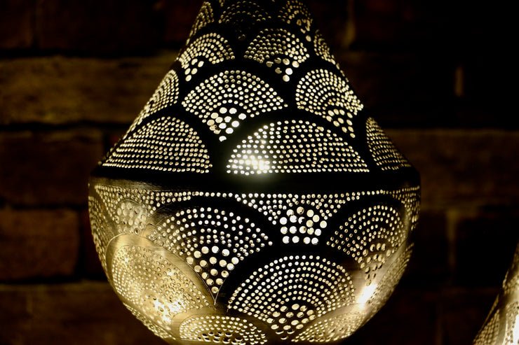 Hand-Puntured Nickle-Plated Brass Hanging Lamp