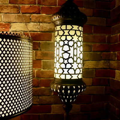 Hanging Brass Star-Cut Lantern